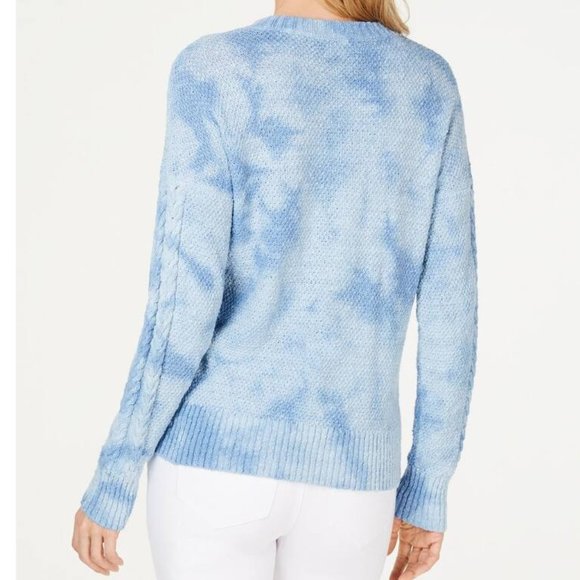 INC Chunky Cable Knit Blue Crew Neck Sweater - Picture 8 of 8